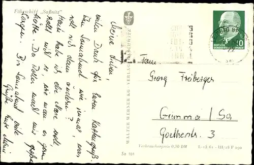 Ak Fährschiff Sassnitz