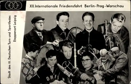 Ak XII. Internationale Friedensfahrt Warschau Berlin Prag 1959, Etappenort Leipzig