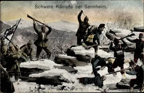 Ak Schwere Kämpfe bei Sennheim, Deutsche Soldaten, I. WK