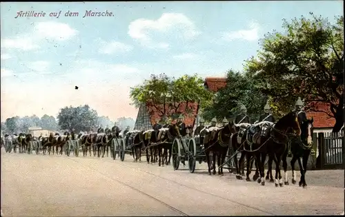 Ak Artillerie auf dem Marsche, Deutsche Soldaten, I. WK