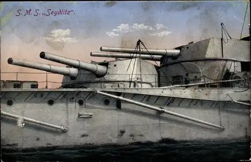 Ak Deutsches Kriegsschiff, SMS Seydlitz, Geschütze, Kaiserliche Marine