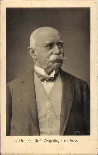 Ak Ferdinand Graf von Zeppelin, Portrait, Fliege