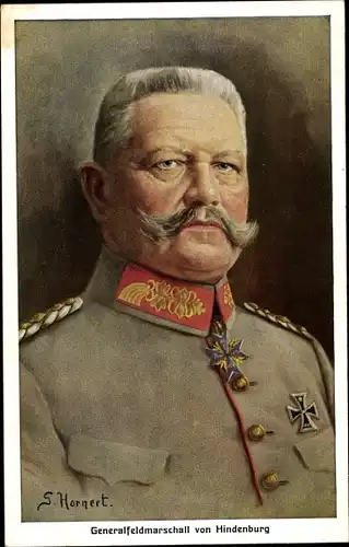 Künstler Ak Hornert, G., Generalfeldmarschall Paul von Hindenburg, Portrait