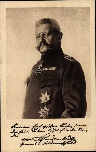 Ak Generalfeldmarschall Paul von Hindenburg, Portrait, Uniform, Ludendorff Spende
