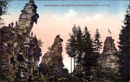 Ak Ehrenfriedersdorf im Erzgebirge, Greifensteine, Felspartie