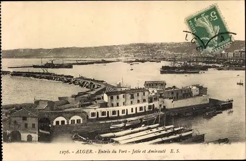 Ak Algier Alger Algerien, Entree du Port, Jetee et Amiraute