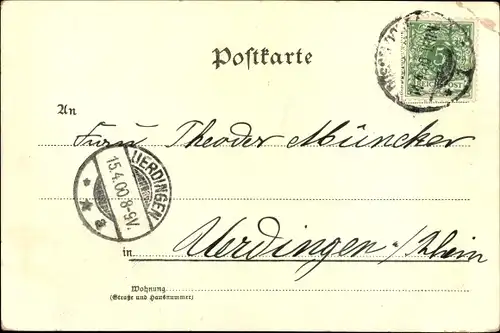 Litho Glückwunsch Ostern, Vermenschlichte Küken mit Reifen