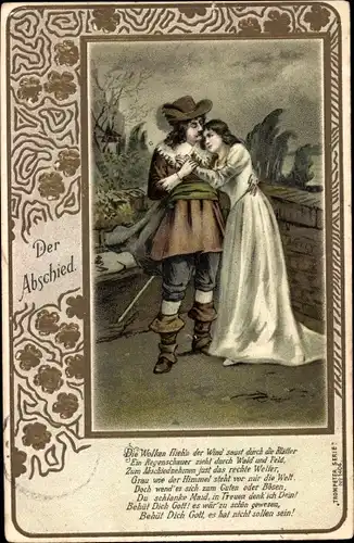 Präge Passepartout Litho Der Abschied, Trompeter von Säckingen