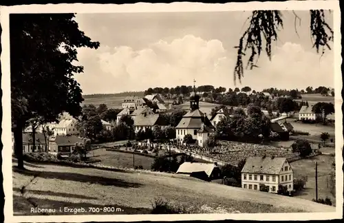 Ak Rübenau Marienberg im Erzgebirge Sachsen, Teilansicht, Kirche