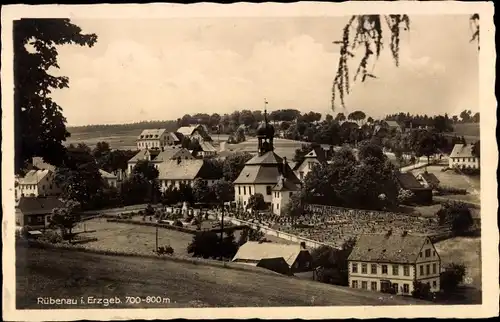 Ak Rübenau Marienberg im Erzgebirge Sachsen, Teilansicht mit Kirche, Gasthof Weißer Hirsch