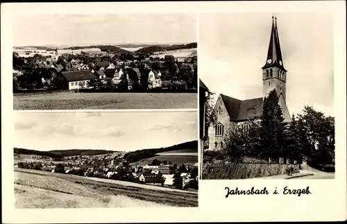 Ak Jahnsbach Thum im Erzgebirge, Panorama, Kirche