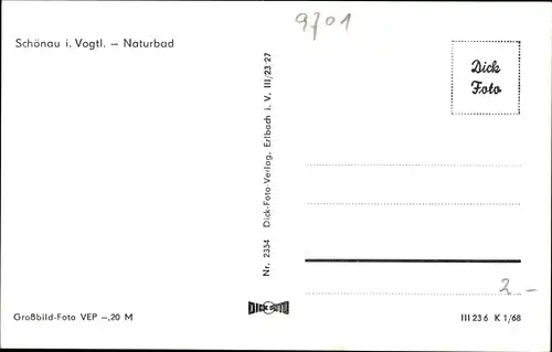 Ak Schönau Falkenstein im Vogtland Sachsen, Naturbad