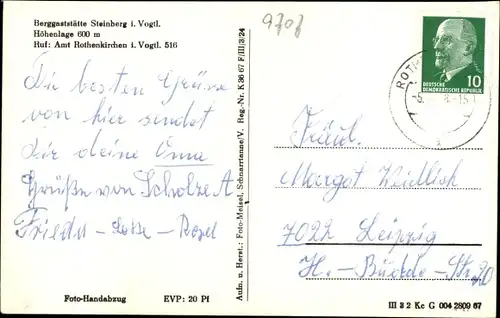 Ak Steinberg im Vogtland, Berggaststätte, Inh. Ernst Möckel