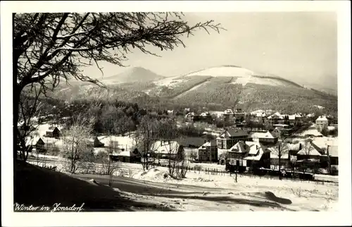 Ak Jonsdorf in Sachsen, Zittauer Gebirge, Winterpanorama, Lausche