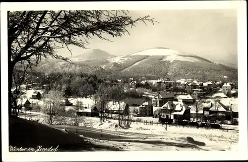 Ak Jonsdorf in Sachsen, Zittauer Gebirge, Winterpanorama, Lausche