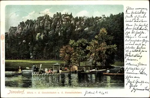 Ak Jonsdorf in Sachsen, Nonnenfelsen, Gondelfahrt