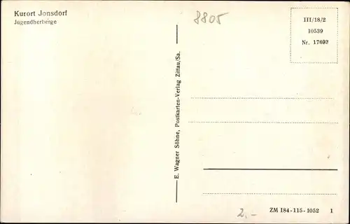 Ak Jonsdorf in Sachsen, Jugendherberge