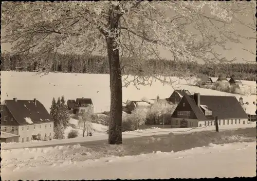 Ak Tellerhäuser Breitenbrunn Erzgebirge, Ortspartie, Winter