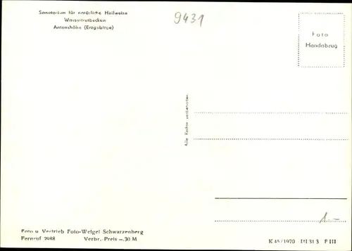 Ak Antonshöhe Antonsthal Breitenbrunn Erzgebirge, Sanatorium für natürl. Heilweise, Wassertretbecken