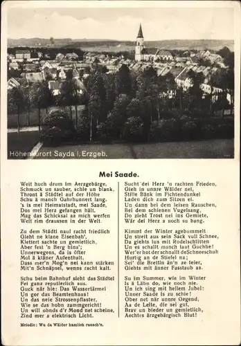 Ak Sayda im Erzgebirge, Panorama, Gedicht Mei Saade