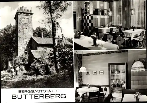 Ak Bischofswerda in Sachsen, Berggaststätte Butterberg, Turm, Innenräume