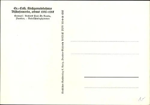 Ak Bischofswerda in Sachsen, Ev.-Luth. Kirchgemeindehaus, erbaut 1952-1955