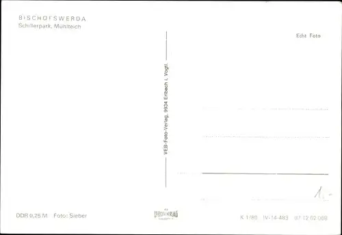 Ak Bischofswerda in Sachsen, Schillerpark, Mühlteich