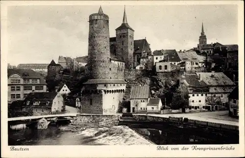 Ak Bautzen in der Lausitz, Blick von der Kronprinzenbrücke