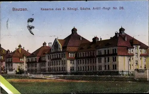 Ak Bautzen in der Lausitz, Kaserne des 2. Königl. Sächs. Artillerie Regt. Nr. 28
