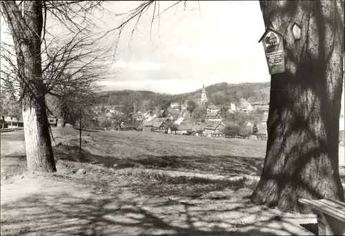 Ak Wehrsdorf Sohland an der Spree, Blick von der Zittauer Straße zum Ort, Kirchturm