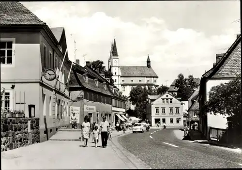 Ak Schirgiswalde in der Oberlausitz, Ernst Thälmann Straße, Kirche, HO Lebensmittel