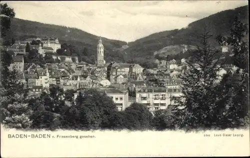 Ak Baden Baden am Schwarzwald, Blick vom Friesenberg aus gesehen