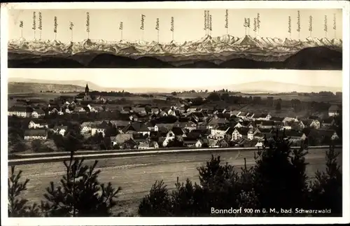 Ak Bonndorf im Schwarzwald, Gesamtansicht, Bergpanorama