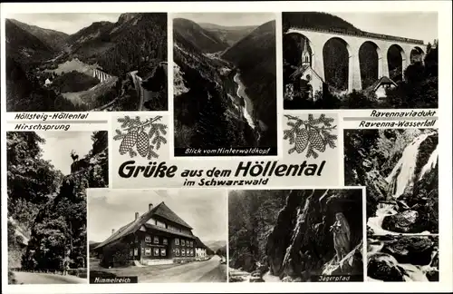 Ak Höllental im Schwarzwald, Hirschsprung, Höllsteig, Himmelreich, Ravenna-Wasserfall, Viadukt