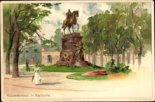 Künstler Litho Kley, Heinrich, Karlsruhe in Baden, Kaiserdenkmal