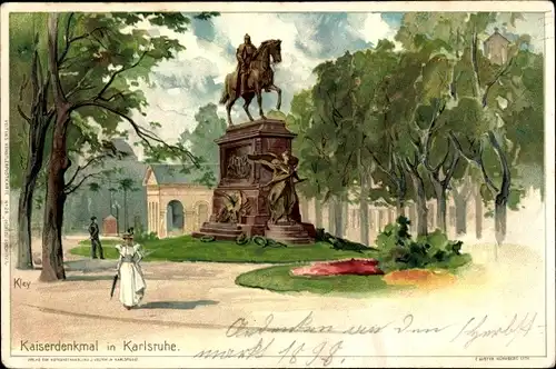 Künstler Litho Kley, Heinrich, Karlsruhe in Baden, Kaiserdenkmal
