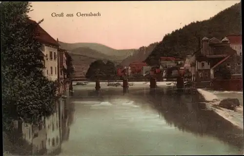 Ak Gernsbach im Murgtal Schwarzwald, Brücke