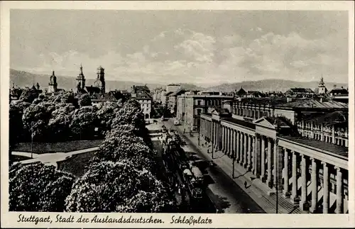 Ak Stuttgart in Württemberg, Schlossplatz, Straßenbahnen