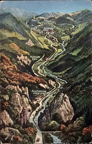 Landkarten Ak Buchenbach im Schwarzwald, Hirschsprung im Höllental, Posthalde, Höllsteig