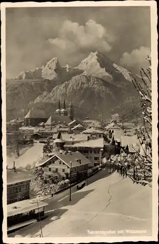 Ak Berchtesgaden in Oberbayern, Teilansicht mit Watzmann, Winter