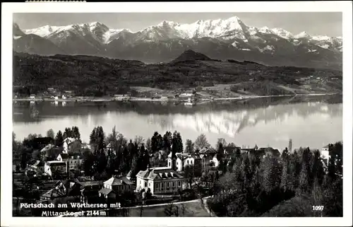 Ak Pörtschach am Wörther See Kärnten, Panorama mit Mittagskogel