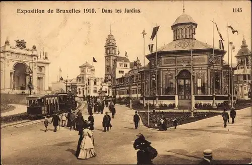 Ak Bruxelles Brüssel, Exposition Universelle 1910, Dans les Jardins