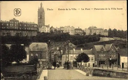 Ak Thuin Wallonien Hennegau, Panorama de la Ville haute, Entree de la Ville, le Pont