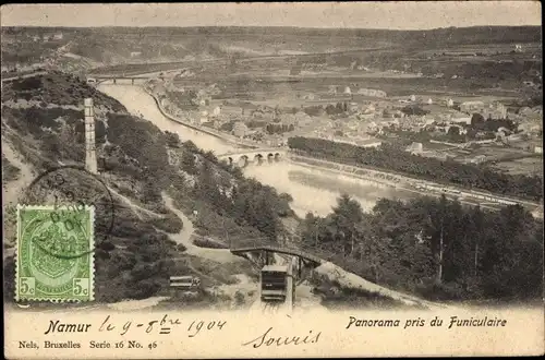 Ak Namur Wallonien, Panorama pris du Funiculaire