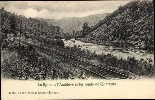 Ak Remouchamps Aywaille Wallonien Lüttich, Hotel de la Grotte, ligne de l'Ambleve, fonds de Quarreux