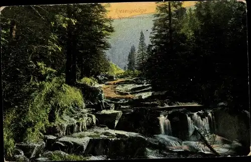 Ak Riesengebirge Region Königgrätz, Bílé Labe, Weiße Elbe, Weißwasser, Weißwassergrund