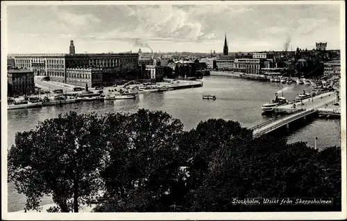 Ak Stockholm Schweden, Utsikt fran Skeppsholmen