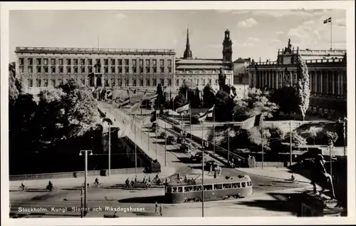 Ak Stockholm Schweden, Kungl. Slottet och Riksdagshuset
