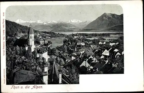 Ak Thun Kanton Bern Schweiz, Panorama