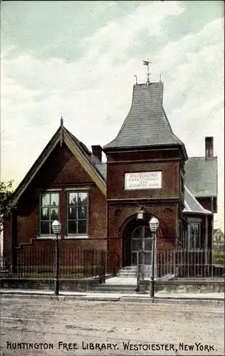 Ak Westchester New York USA, Huntington Free Library